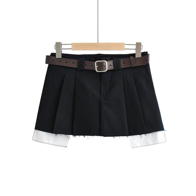 Mini Ultra-short Pleated Skirt With Fashionable Solid Color