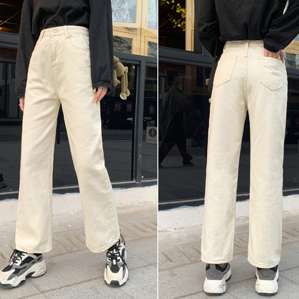 Women's Summer Retro Loose High-waisted Wide-leg Jeans