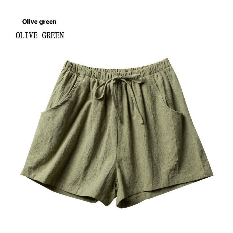 Women's Cotton And Linen Shorts Loose Slimming Korean Style Three Points