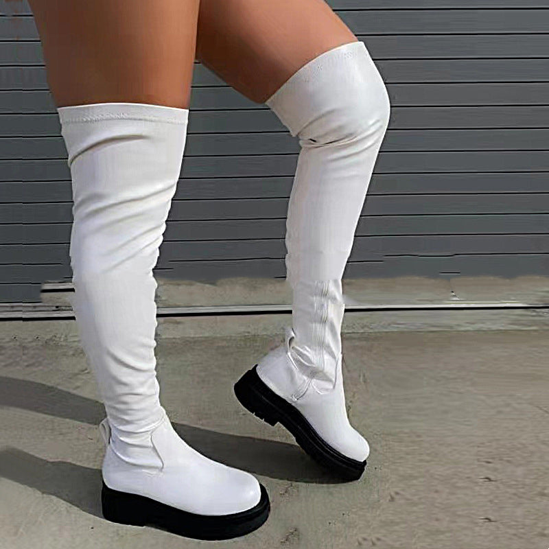 Women's Thin Thick-soled Waterproof Side Zipper Boots