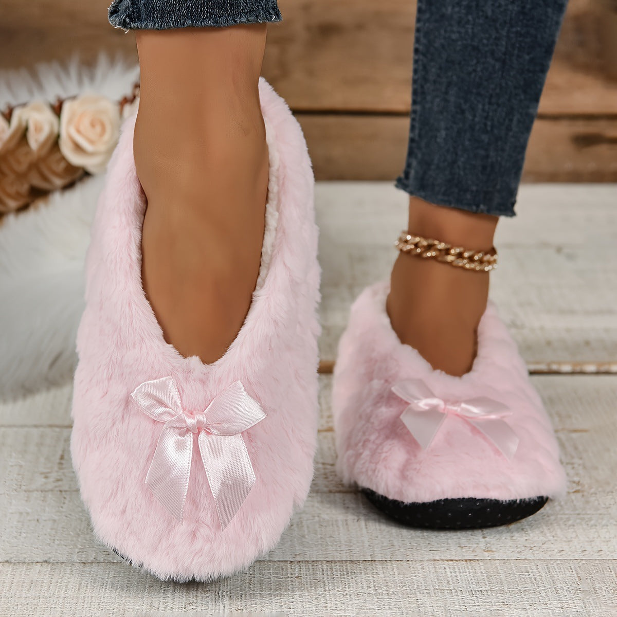 Women's Indoor Comfortable Breathable Warm Closed-toe Slippers Soft