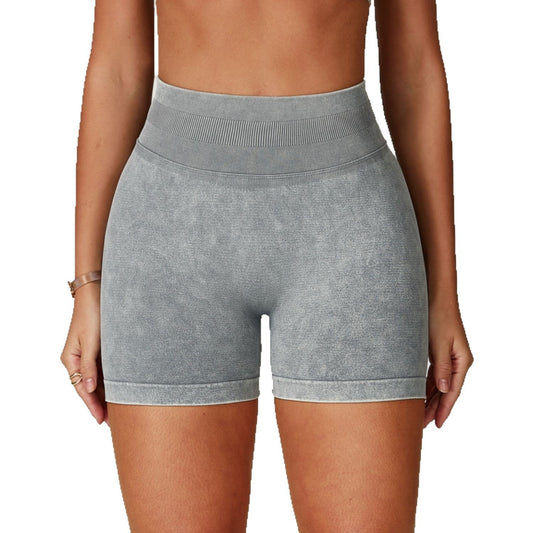 Seamless Stone Washed Yoga Shorts High Waist Hip Lift Shorts