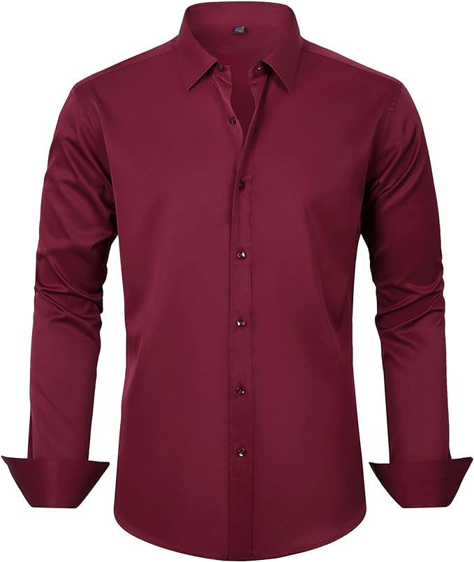 Men's Slim-fit Long-sleeve Solid Color Simple Business Casual Shirt