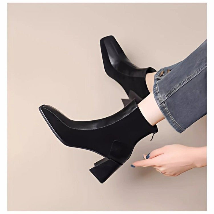 Chunky-heel Boots With A Side Zipper
