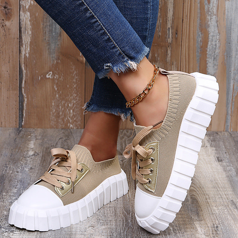 Women's Spring New Retro Round Toe Lace-up Biscuit Shoes