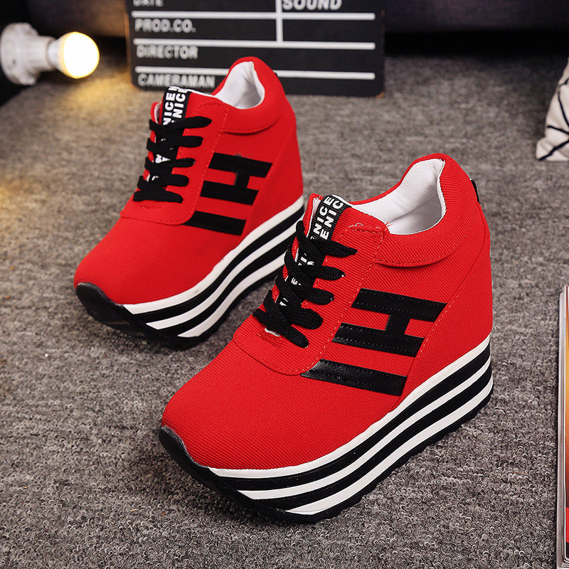 Women's Casual Shoes With Increased Height In Frosted Suede