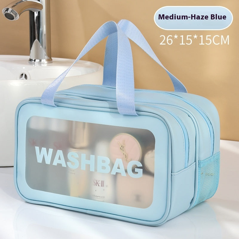 Dry Wet Separation Double-layer Transparent Pu Cosmetic Bag Portable Wash Bag