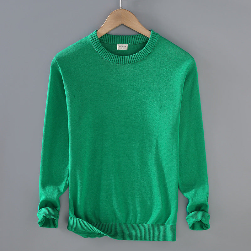 Men's Top Pullover Inner Stretch Rib Round-neck Sweater