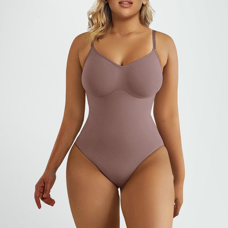 Women's Fashion Simple Seamless Body Shaping Breasted Elastic Jumpsuit