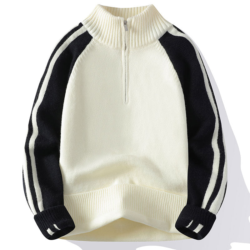 Half Zipped Stand Collar Sweater Men's Autumn