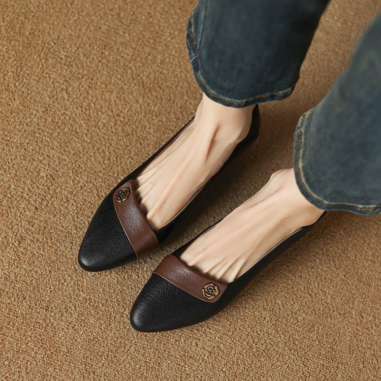 Spring New Comfort Pointed-toe Soft Bottom Versatile Color Matching Women's Shoes