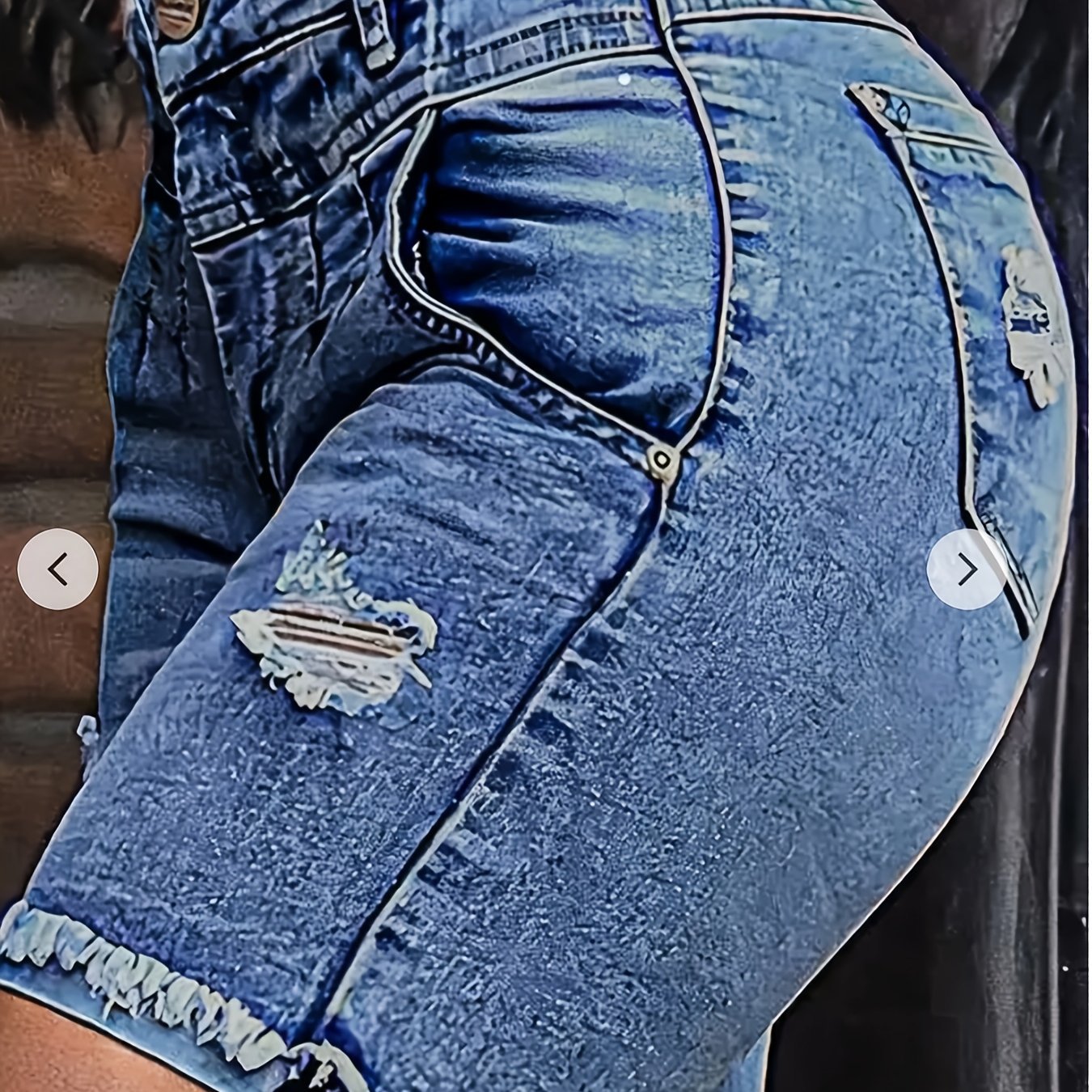 Ripped Denimshorts til kvinder i store størrelser med høj elasticitet