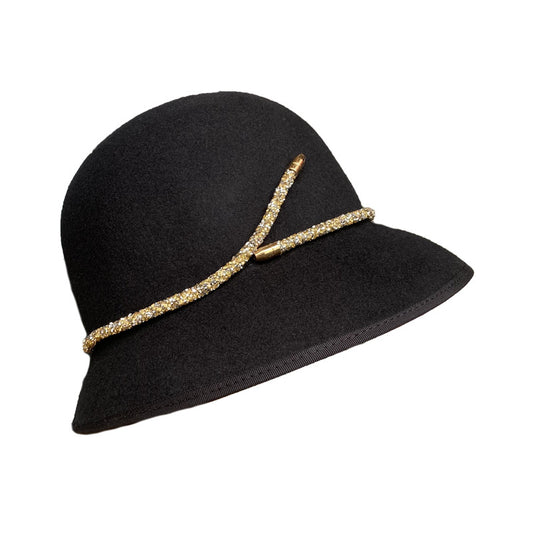 Enkel Bæltepynt Spand Dame Efterårs- Og Vintermode All-match Uld Tophat
