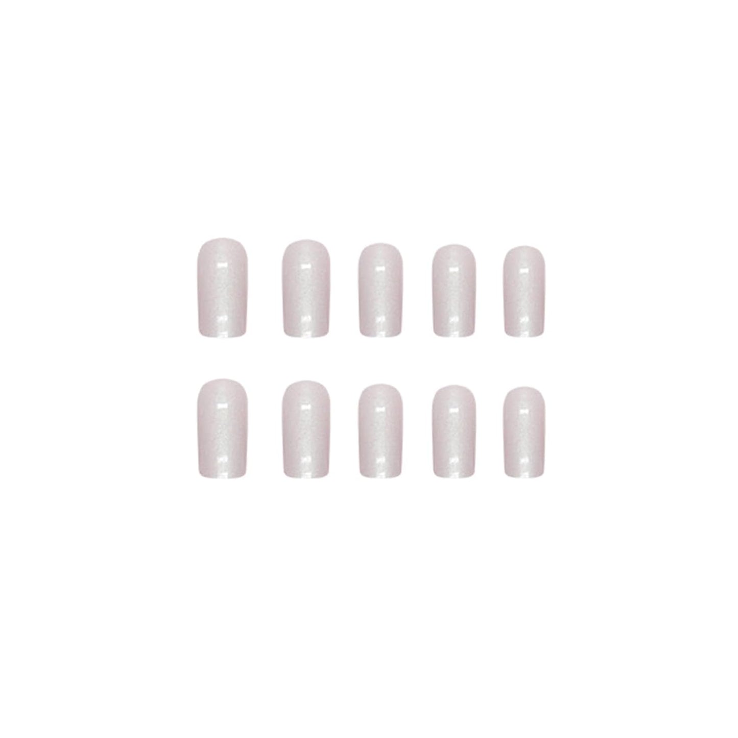 Press on Nails Medium Square Chrome Acrylic Glossy Glue on Artificial Squoval Aurora Pearl Flash Stick on False Nails with Design 24 Pcs