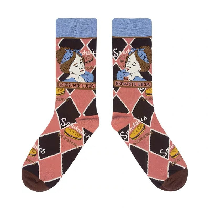 Street Skateboard Ladies Socks Oil Painting