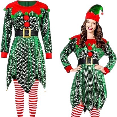 Ladies Dance Performance Dress Sequined Elf