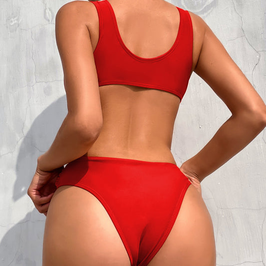 Women's Fashion Solid Color Bikini One-piece Swimsuit