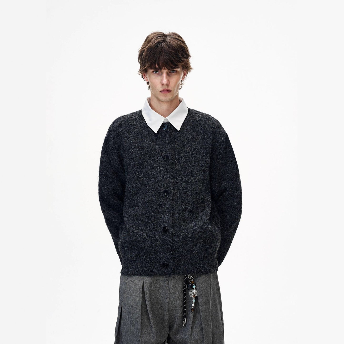 Street V-neck American-style Cardigan Sweater For Men
