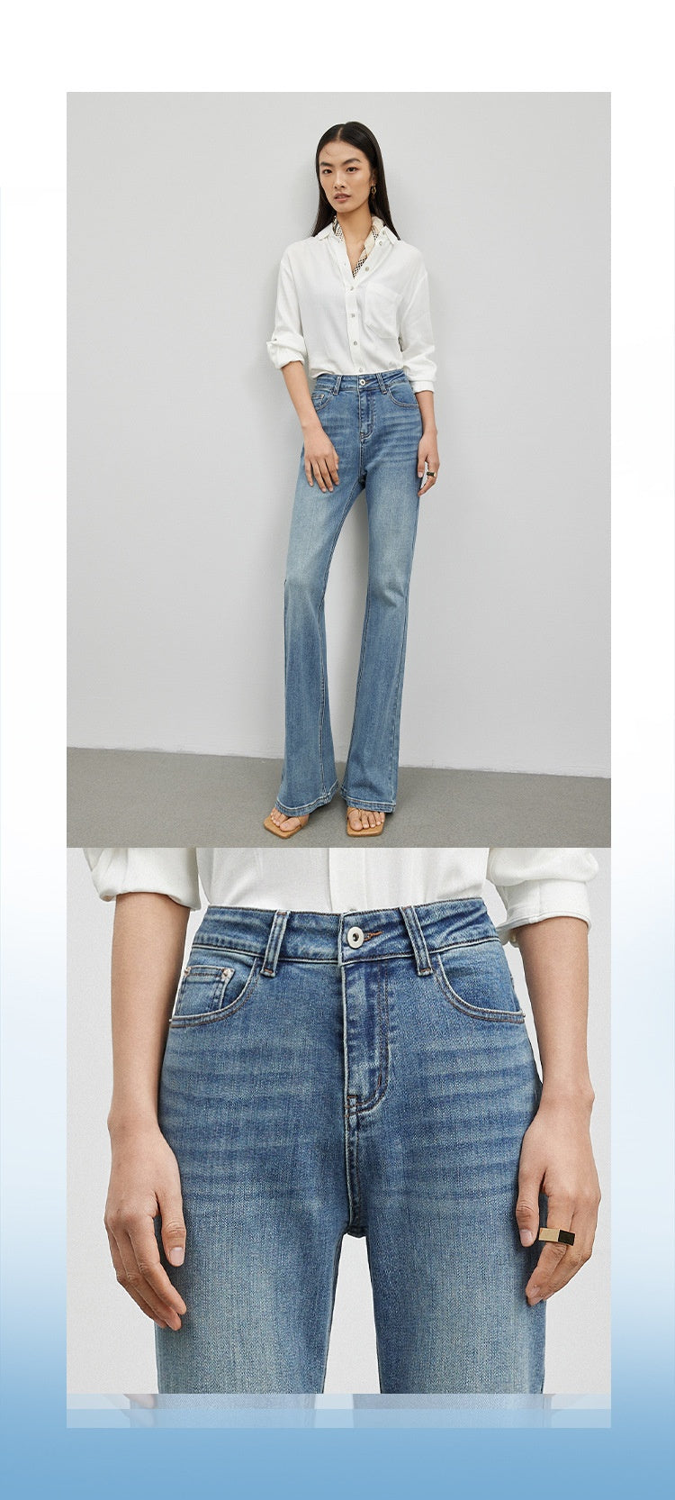 Retrojeans til kvinder, slankende og højtaljede