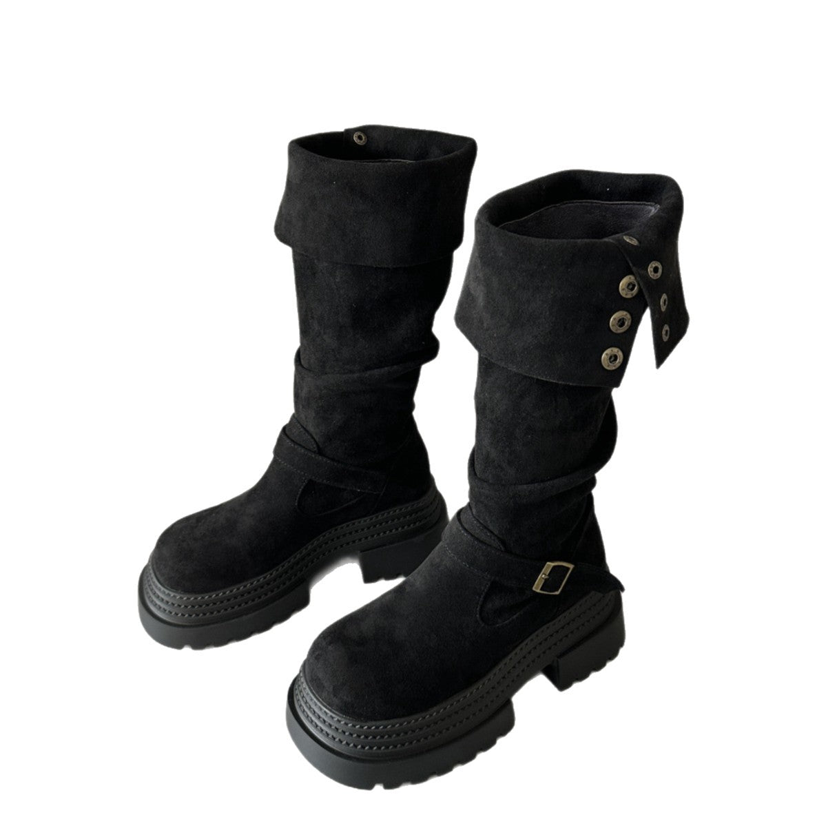 Women's Fashionable Retro Chunky-Heel Knee-High Boots