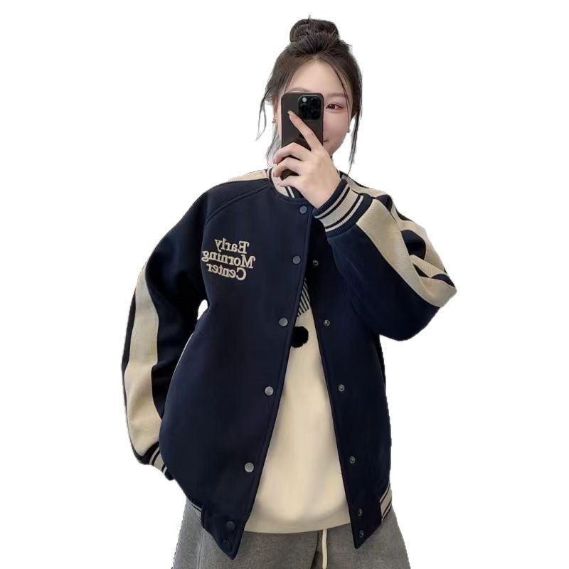 Womens AutumnWinter Stylish Loose-Fit Slimming Fleece-Lined Padded Jacket