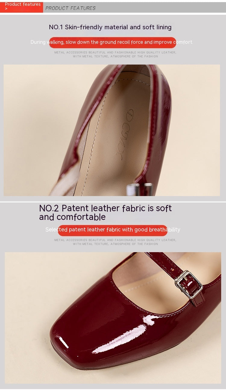 Real Soft Leather Rubber Women's Mary Jane Shoes