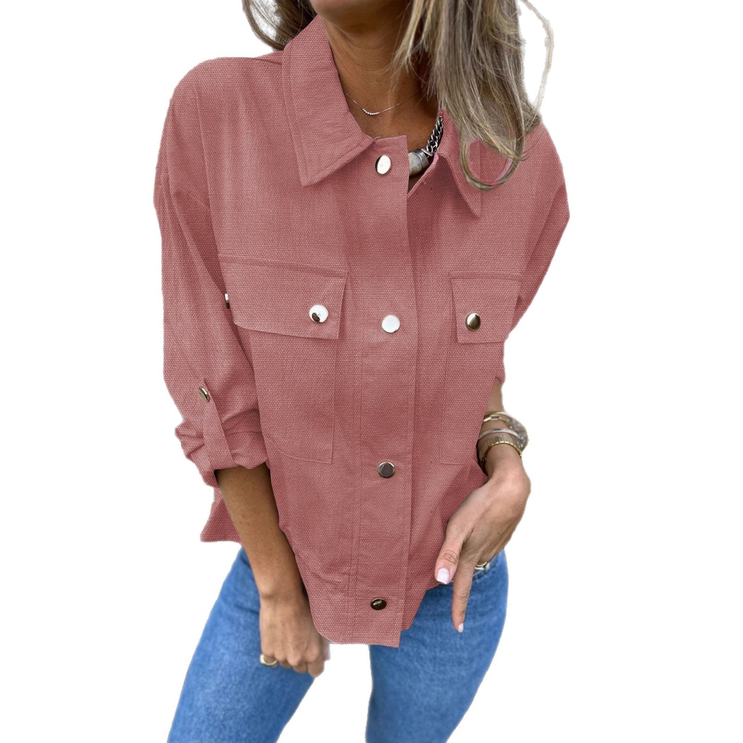 European And American Short Autumn And Winter Rolled Sleeves Coat Top Knitted Jacket