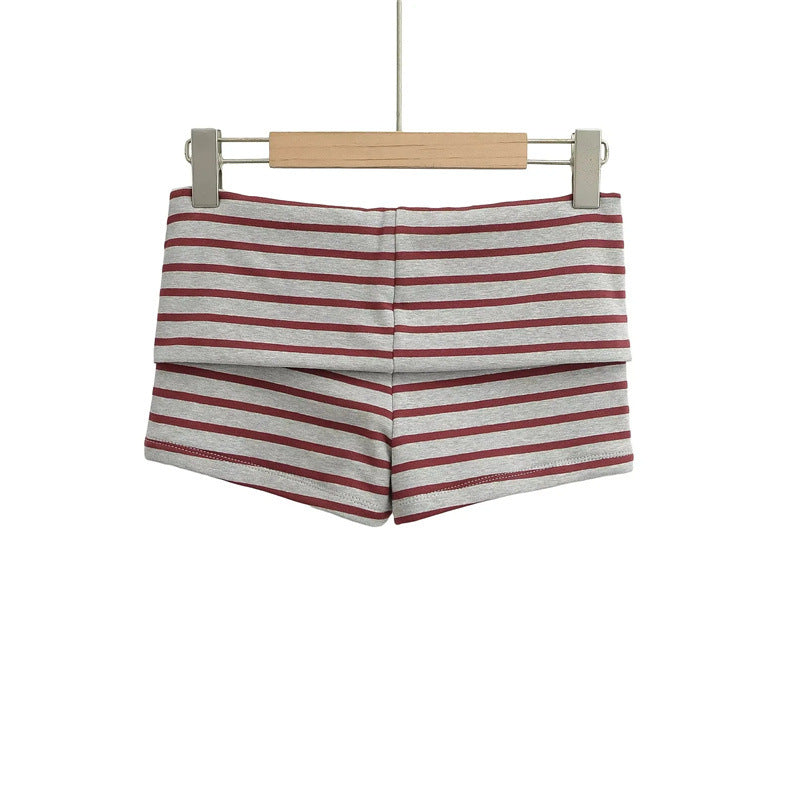 Summer Striped Contrasting Color Shorts Women