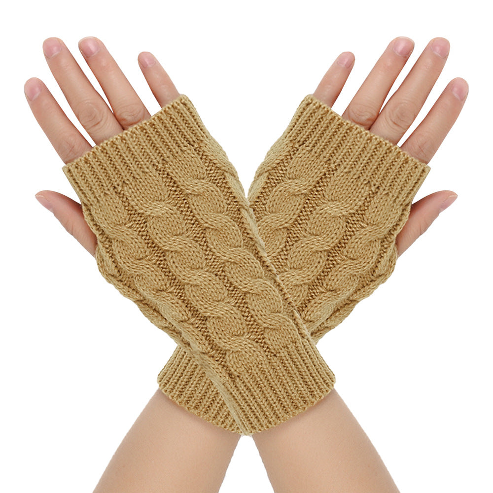 Warm Wool Gloves Winter Men's Open Finger