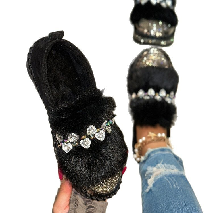 Fashion Bow Rhinestone Plus Size Women's Casual Shoes