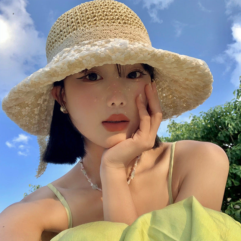 Women's Fashion Lace Bow Straw Hat