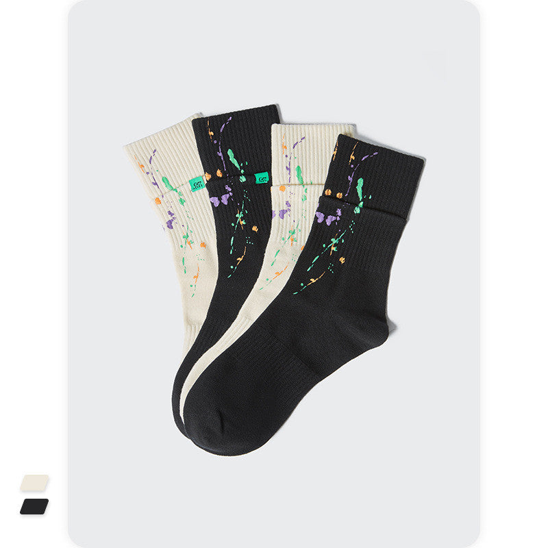 New Fake Two-layer Luminous Ink Splashing Sports Socks
