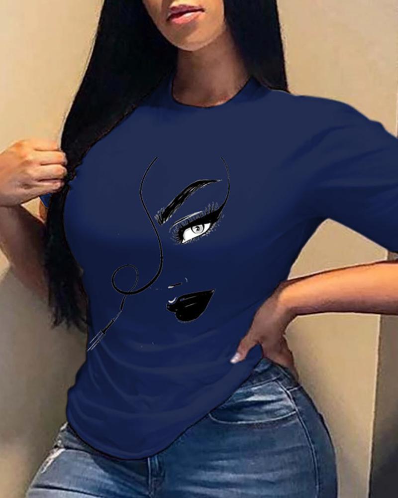 Women's Printed Round Neck Loose T-shirt