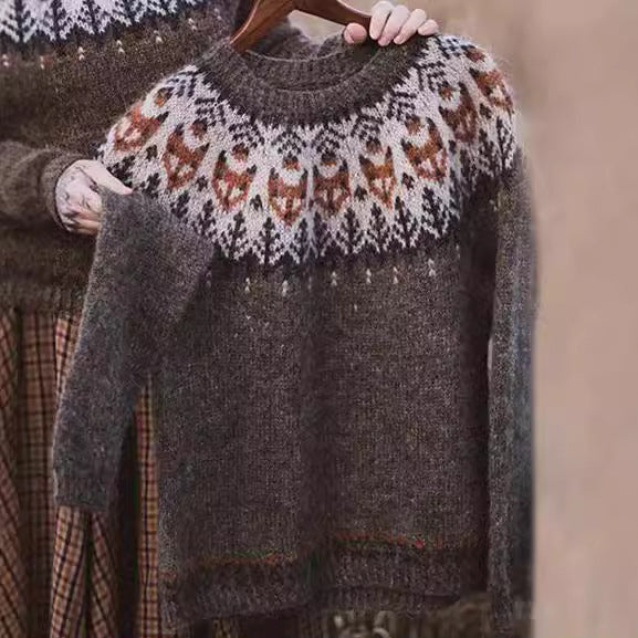 Women's Round Neck Multicolor Loose Fashion Pullover Sweater