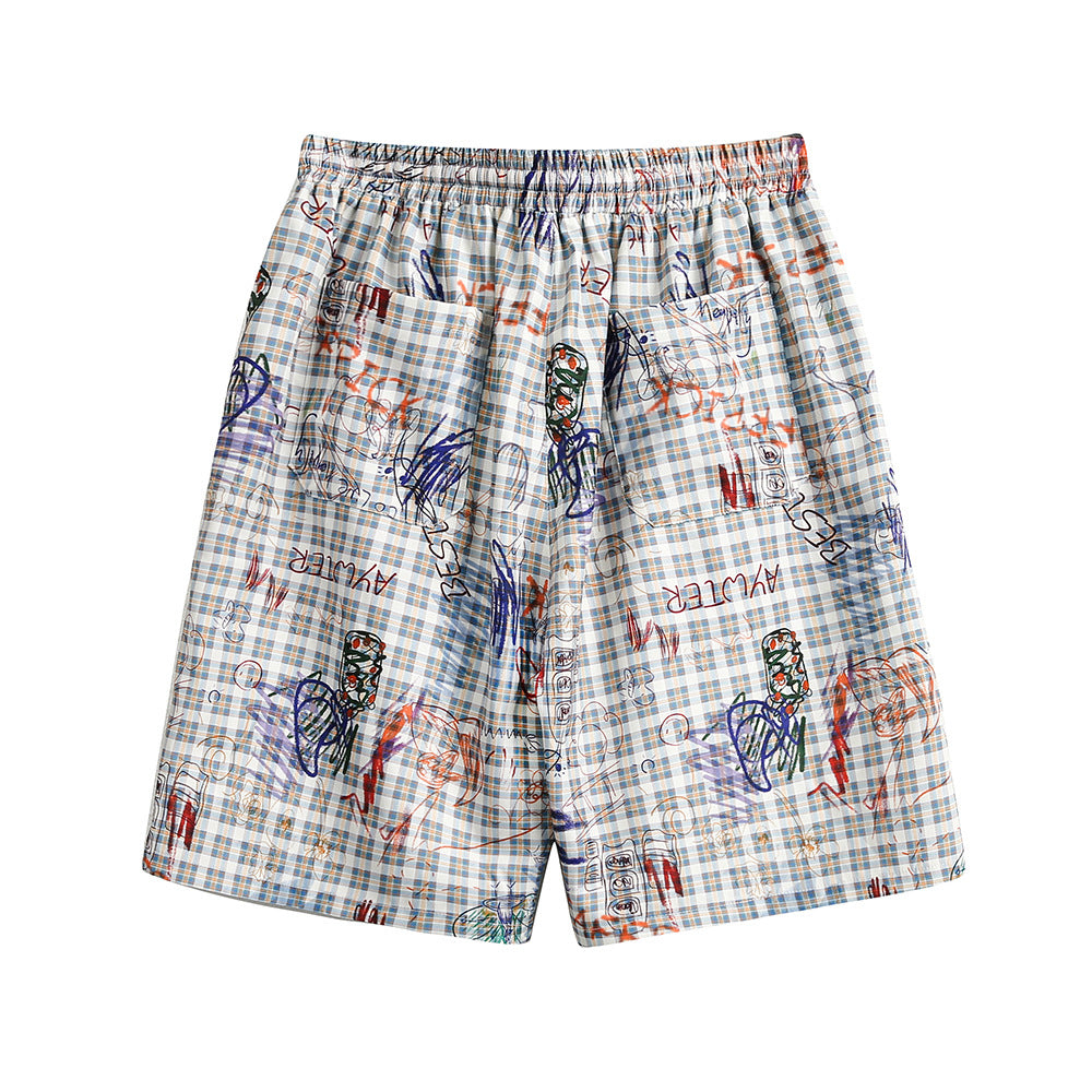 Graffiti Plaid Hooded Suits Men And Women