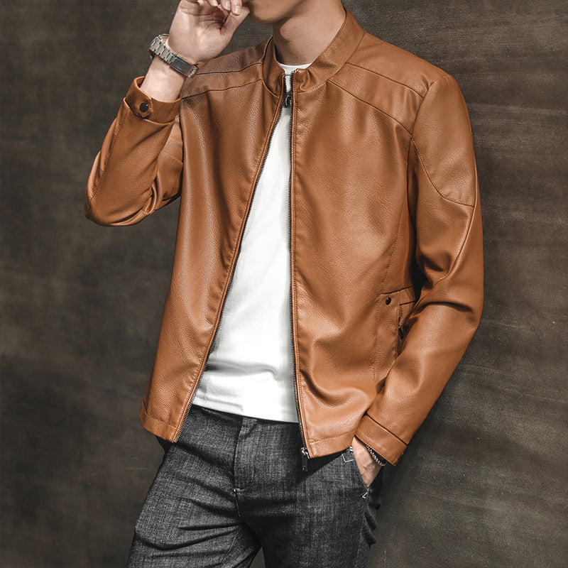 Fashion Men's Leather Coat Youth Trendy