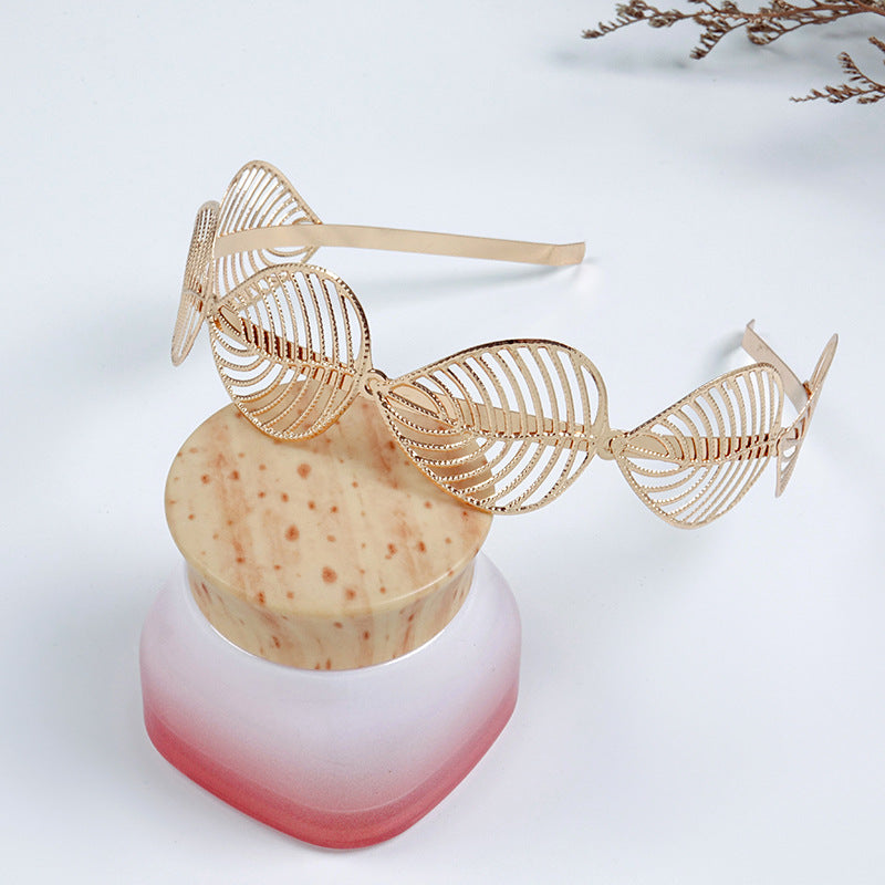 Sweet Metal Leaf Pearl Headband