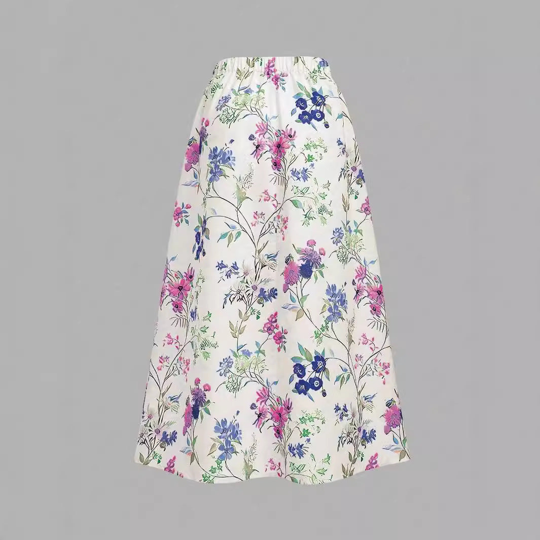 Floral Print High Waisted Skirt