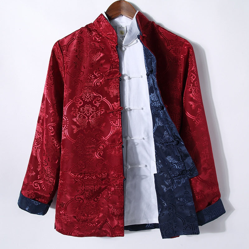 Men's Tang Suit Spring And Autumn Thin Coat Double-sided Wear