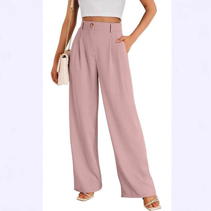 Women's Pocket High Waist Straight All-matching Casual Zipper