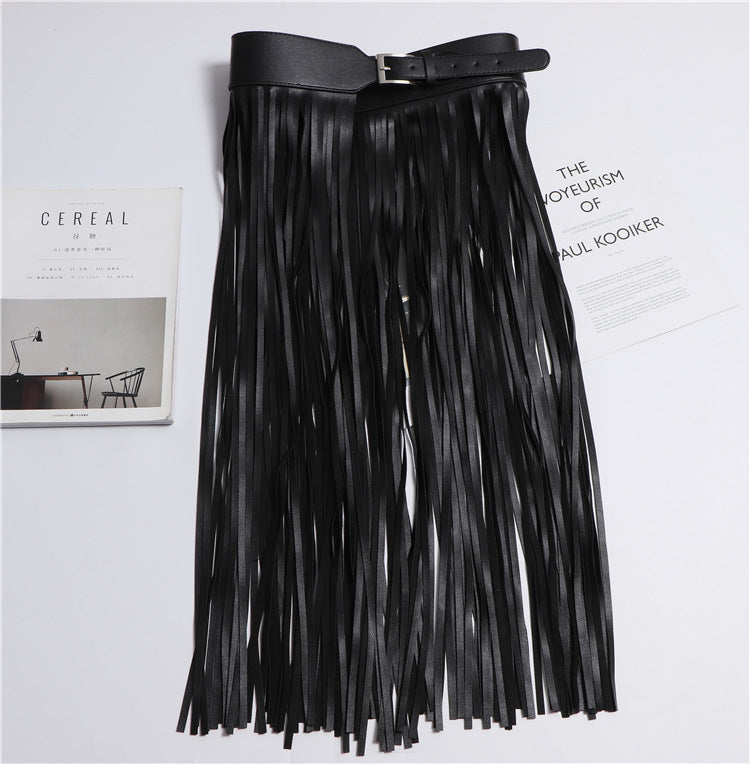 All-match Wide Belt Black Leather Belt