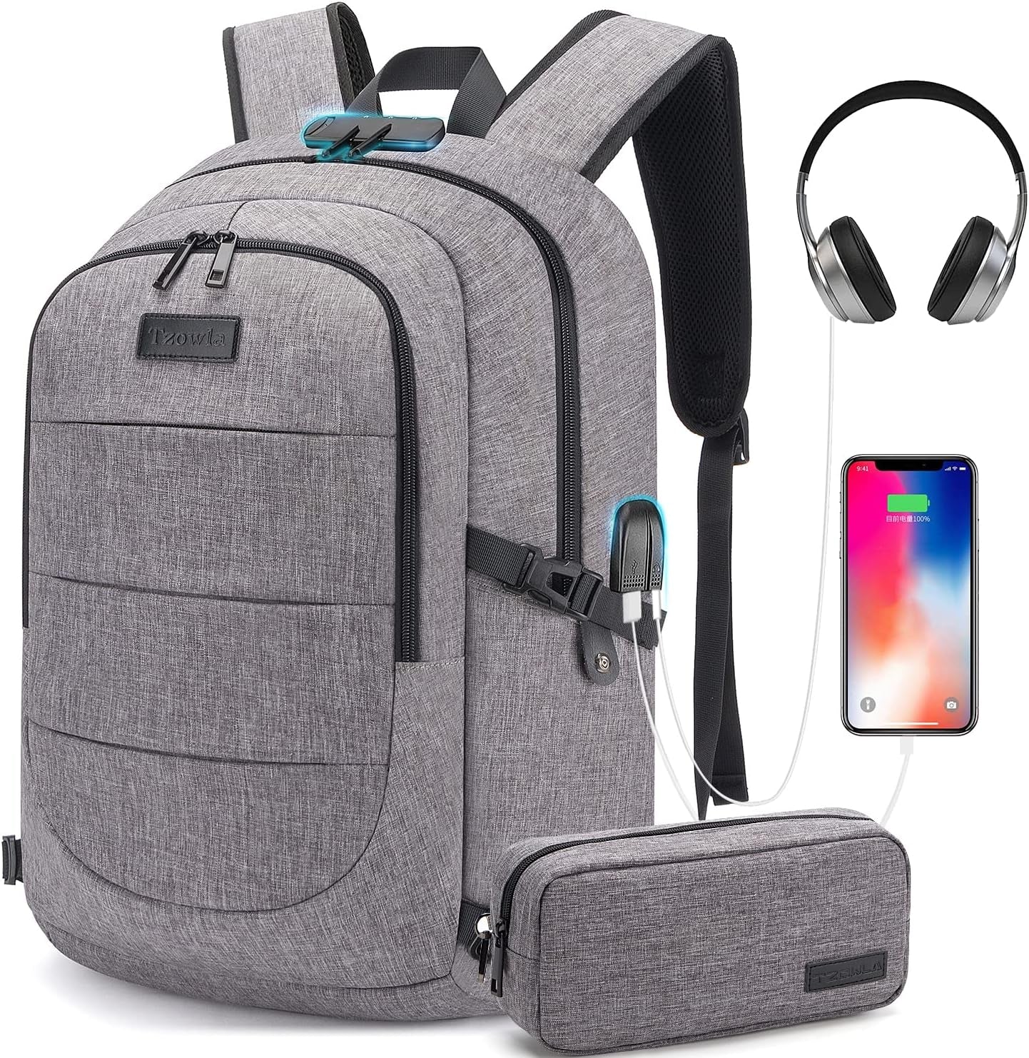 Laptop Backpack,Backpack for Men & Women,Slim Durable Water Resistant Anti-Theft Travel Backpack with USB Charging/Headphone Port and Lock 15.6 Inch Computer Backpacks Gift-Glod