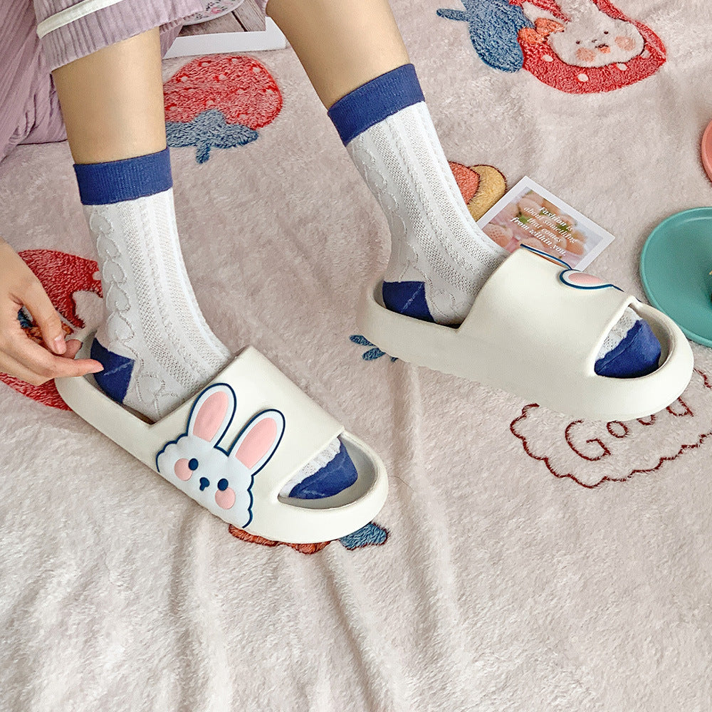 Female Cute Rabbit Girl Heart Ins Wind Soft Bottom Home Sandals