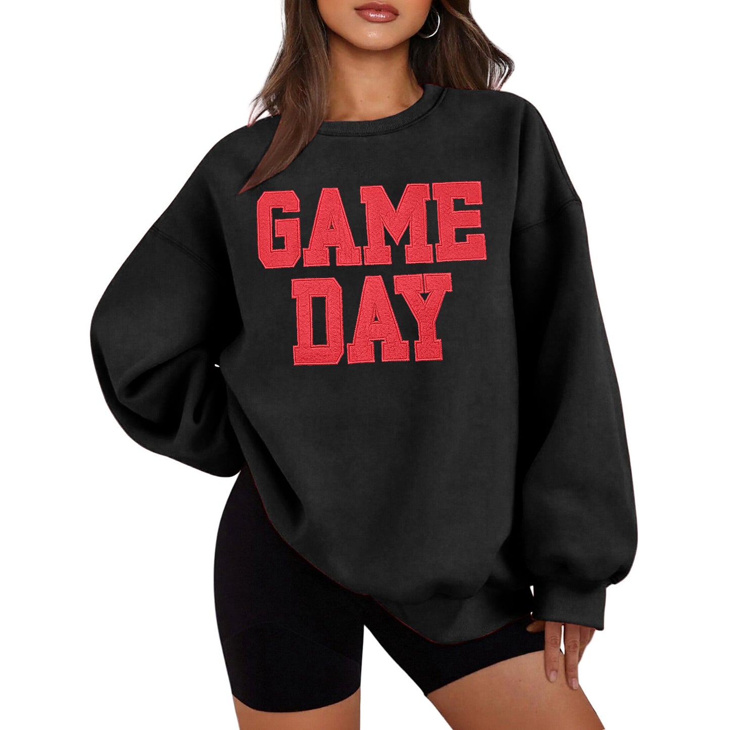 Afslappet løstsiddende sweatshirt med rund hals og bogstavprint