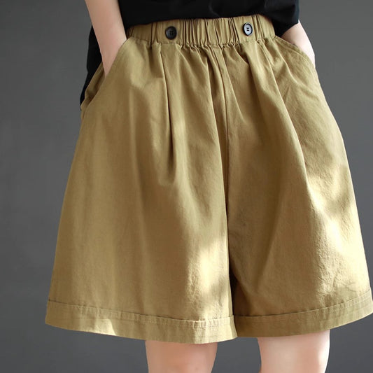 Pure Cotton Six-Color Shorts Womens Plus Size Loose Summer Retro