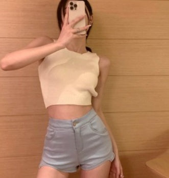 Irregular Jeans Women's Ins Trendy Elastic Thin Hot Pants