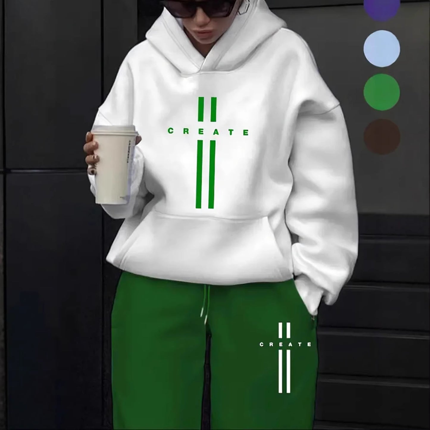Womens Fleece Winter Hoodie Sweatshirt Set