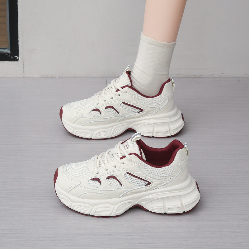 Mesh Sports Casual Shoes Running Non-slip Versatile White Platform Shoes