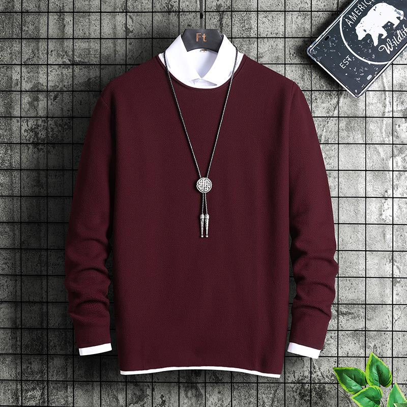 Round Neck Curled Knitted Sweater Casual All-match Top