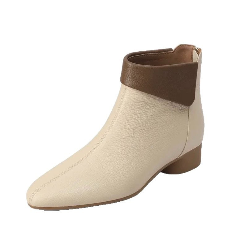 Women's Versatile Single-layer Cotton-lined French-style Martin Boots